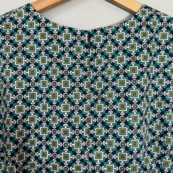 Boden Geometric Pattern Shift Mini Dress Womens 16/18R Green Short Sleeve Preppy - Picture 11 of 14
